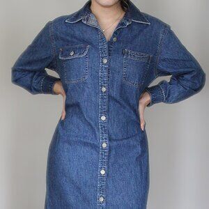 Vintage Ralph Lauren Jeans Co. long button down denim dress Sz. Large